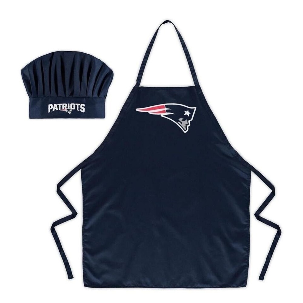 NFL Patriots Apron and Chef Hat Set Cooking Baking Tailgating‎ One Size